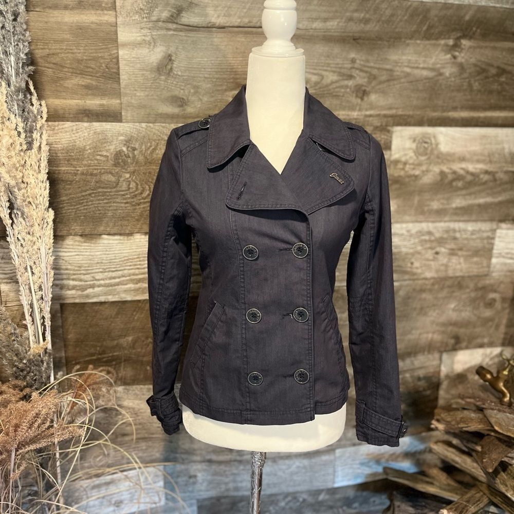 Garcia deep blue/gray double breasted cotton blend pea coat - M